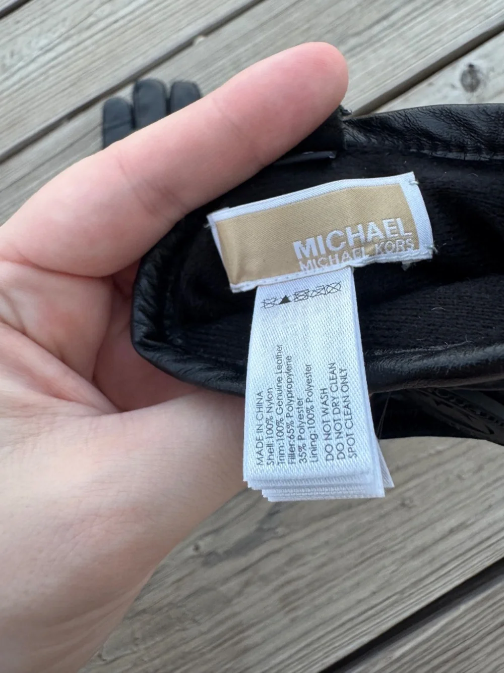 Michael Kors Black Quilted Puffer & Leather Winter Gloves size S